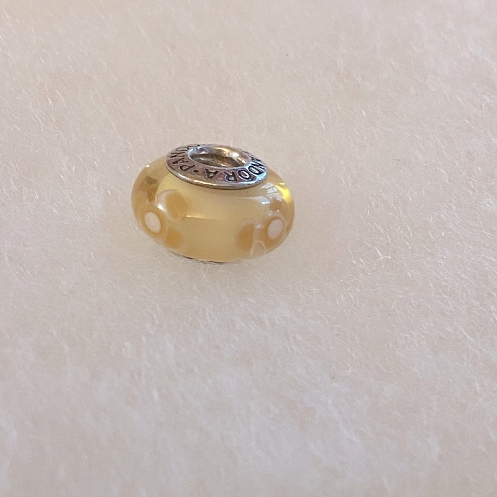 Pandora yellow flowers for you Murano glass/silver charm 790645, 925 ALE